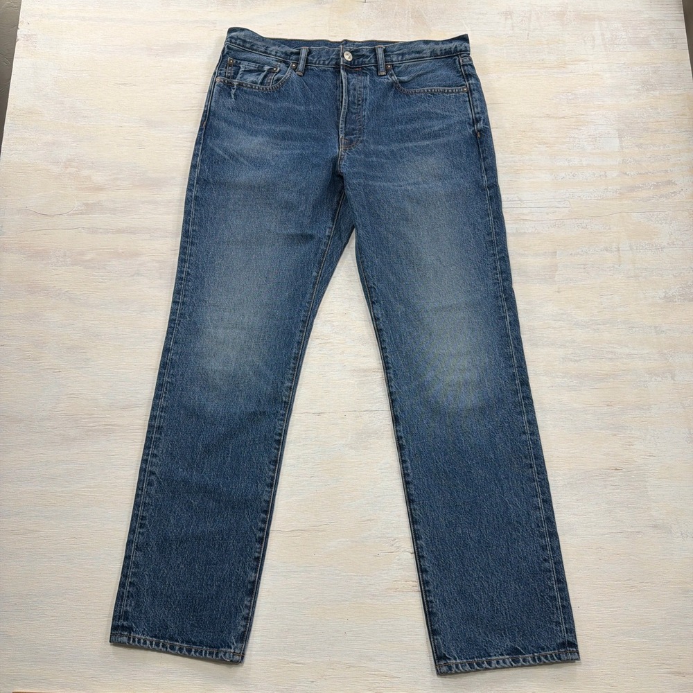 AYR Jeans The Normie 33/32 Straight Leg Button Fly Blue Denim Mens